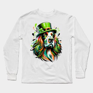 Vibrant English Setter Celebrates Saint Patrick's Day Long Sleeve T-Shirt